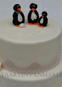 bruidstaart met pinguïns